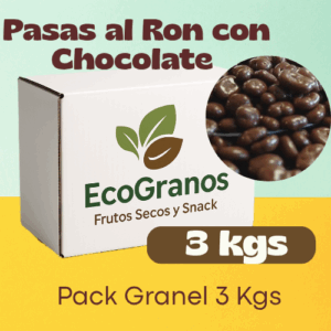 🍇3 kgs PASAS AL RON CON CHOCOLATE GRANEL 3 Kgs
